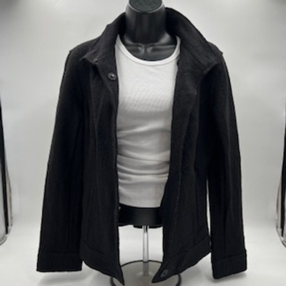Lafayette 148‎ New York Womens black 100% Boiled Wool Stand Collar Jacket Size 6 - Picture 15 of 15